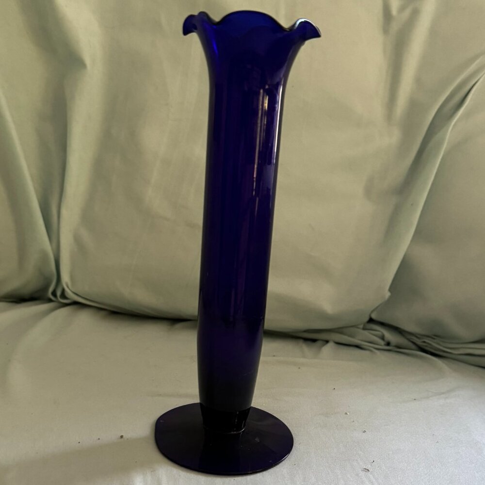 Vintage Slim Cobalt Blue Vase  8"